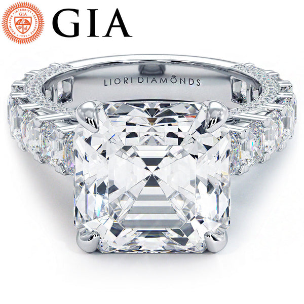 7 Carat Asscher Cut Micropavé Cathedral Set Masterpiece