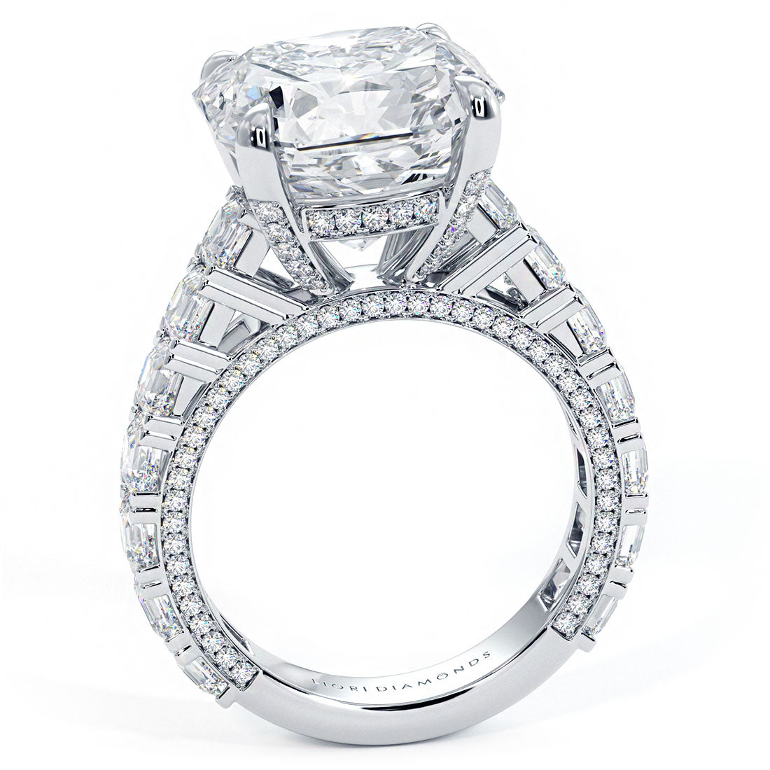 7 Carat Radiant Cut Micropavé Cathedral Set Masterpiece