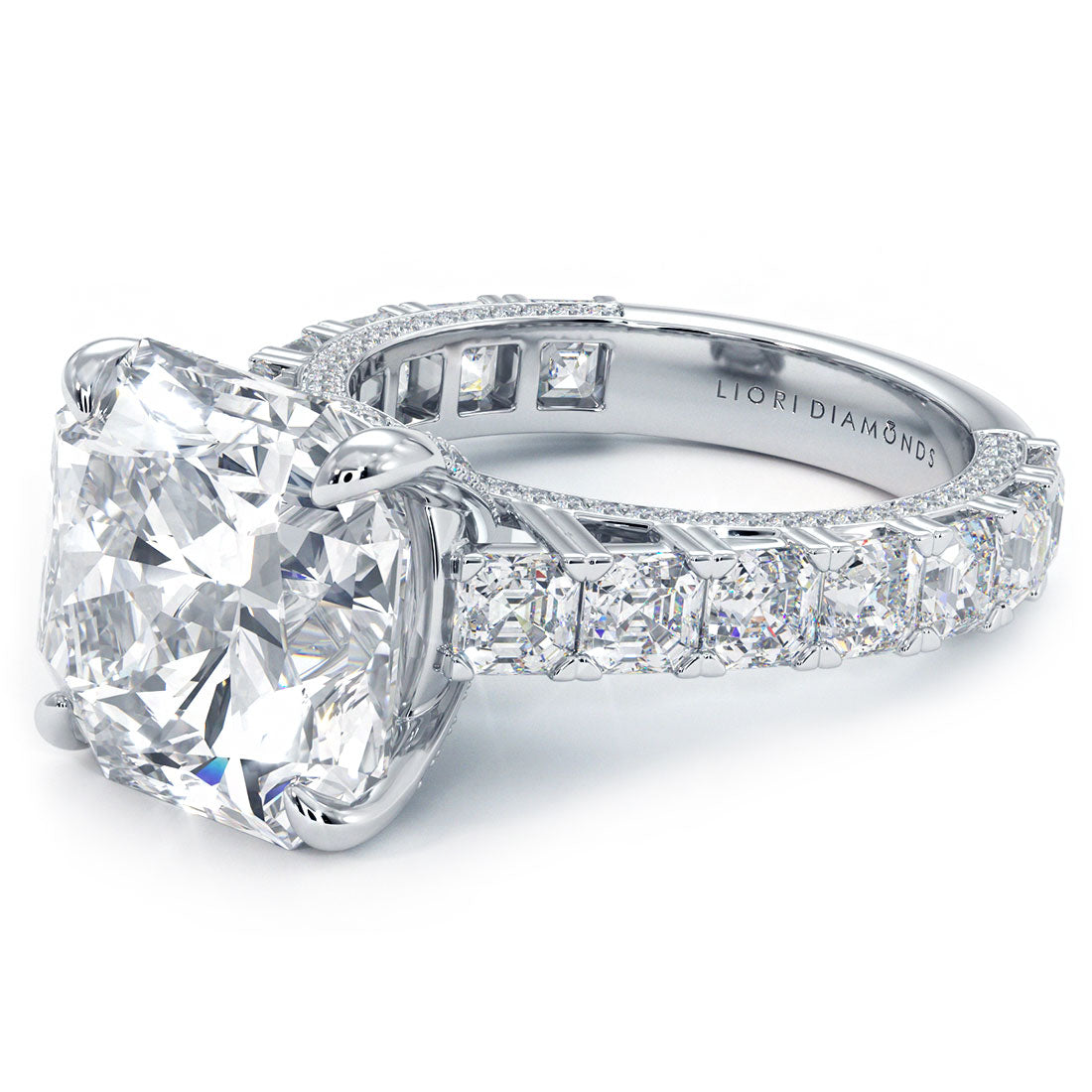 7 Carat Radiant Cut Micropavé Cathedral Set Masterpiece