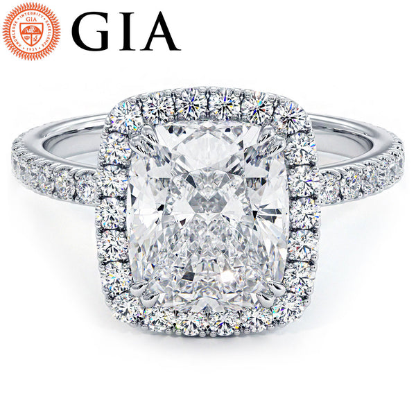2 Carat Cushion Cut (Long) Micropavé High Set Halo