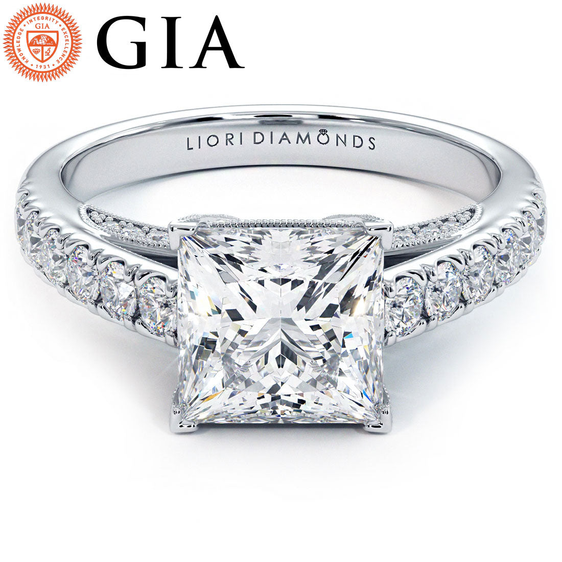 2 Carat Princess Cut Micropavé Milgrain Prongs