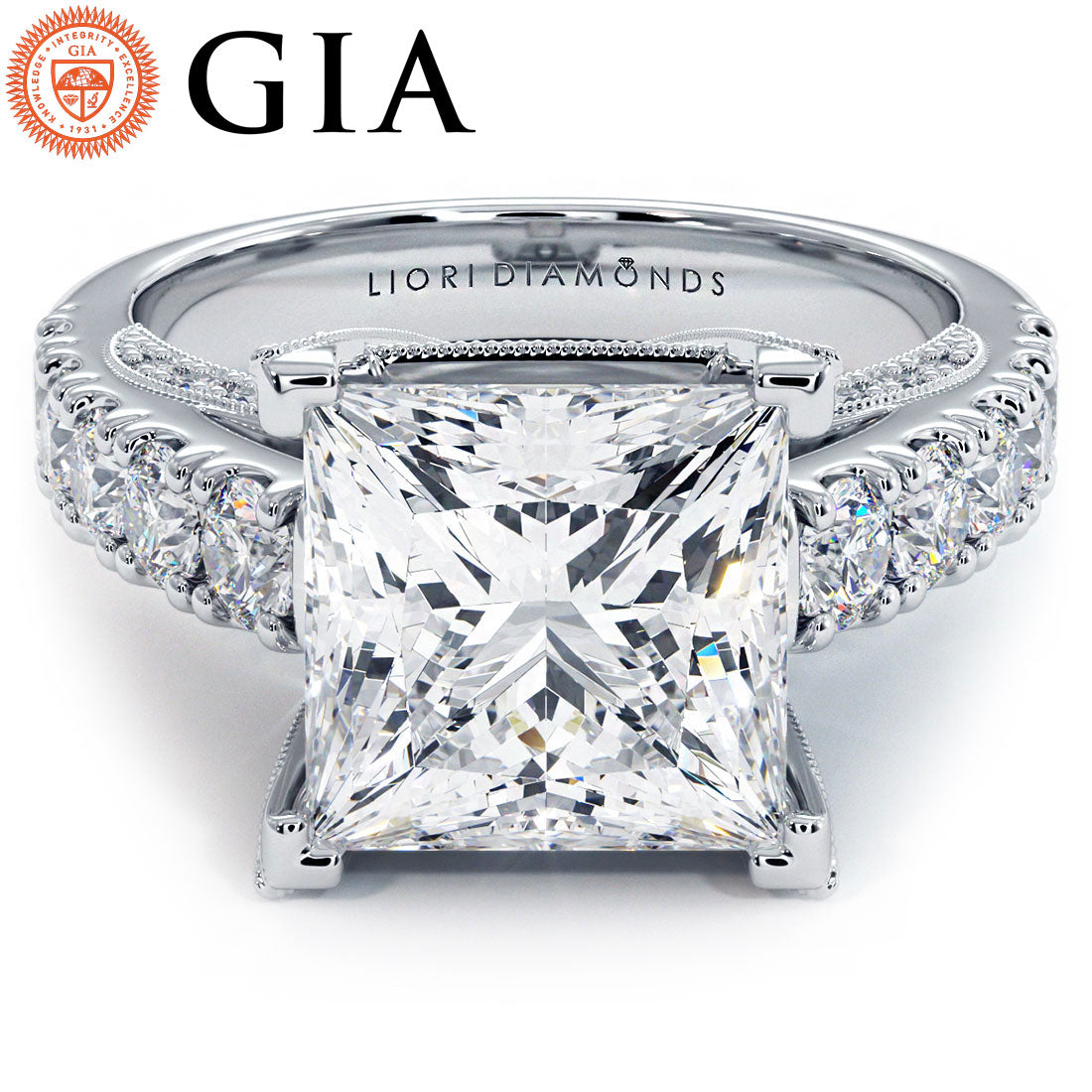 3 Carat Princess Cut Micropavé Milgrain Prongs