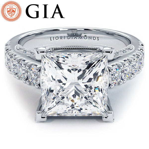 3 Carat Princess Cut Micropavé Milgrain Prongs