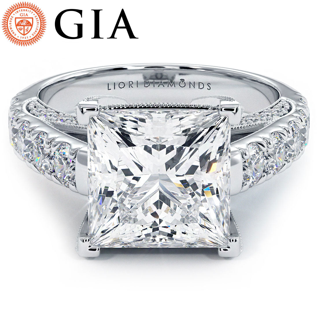 4 Carat Princess Cut Micropavé Milgrain Prongs