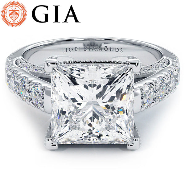 4 Carat Princess Cut Micropavé Milgrain Prongs