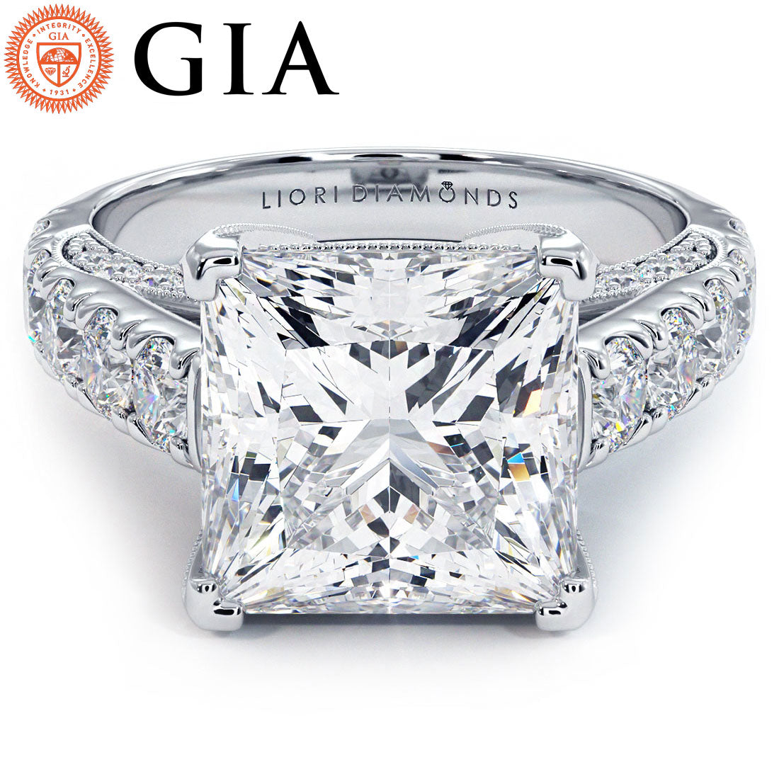 5 Carat Princess Cut Micropavé Milgrain Prongs