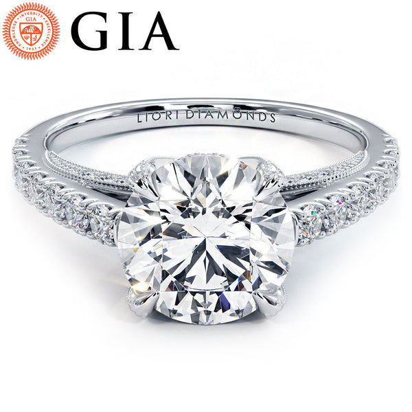 2 Carat Round Brilliant Micropavé Milgrain Prongs