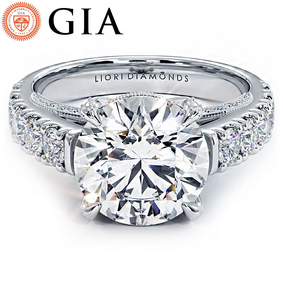3 Carat Round Brilliant Micropavé Milgrain Prongs