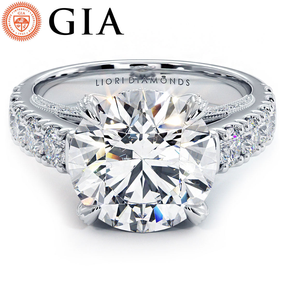 4 Carat Round Brilliant Micropavé Milgrain Prongs