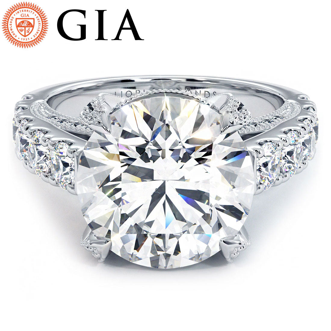 5 Carat Round Brilliant Micropavé Milgrain Prongs