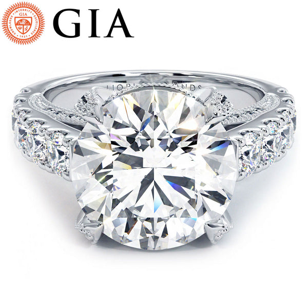 5 Carat Round Brilliant Micropavé Milgrain Prongs