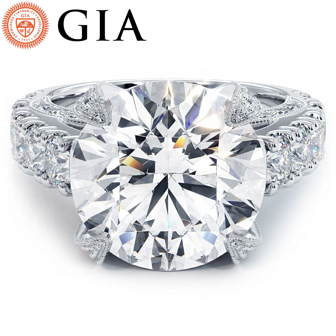 7 Carat Round Brilliant Micropavé Milgrain Prongs