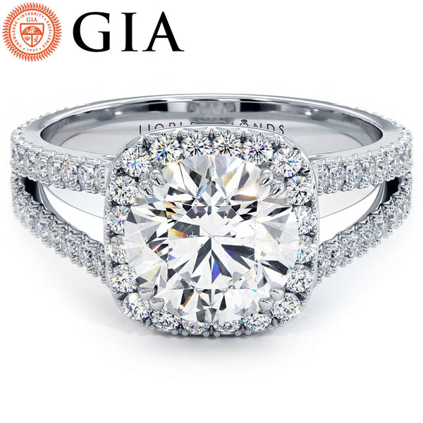 1.5 Carat Round Brilliant Halo Split Shank French Cut