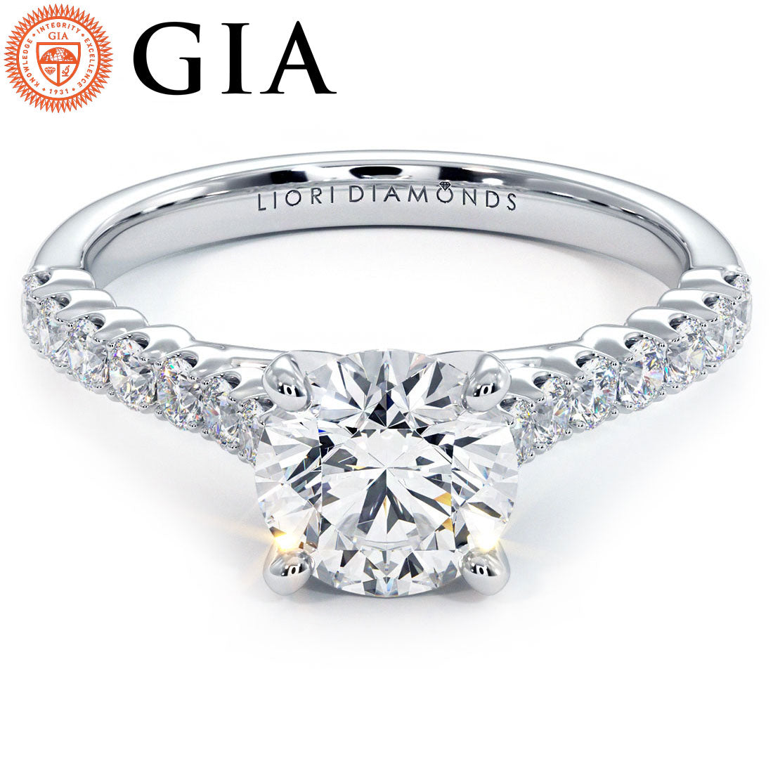 1 Carat Round Brilliant Beaded Prong Band