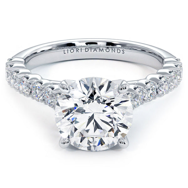 2.80ctw Round Brilliant Beaded Prong Lab Grown Diamond Engagement Ring 14k White Gold