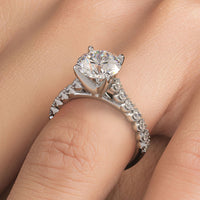 2.80ctw Round Brilliant Beaded Prong Lab Grown Diamond Engagement Ring 14k White Gold