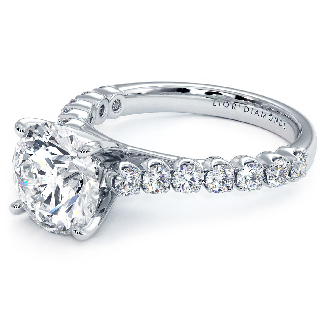 2.80ctw Round Brilliant Beaded Prong Lab Grown Diamond Engagement Ring 14k White Gold