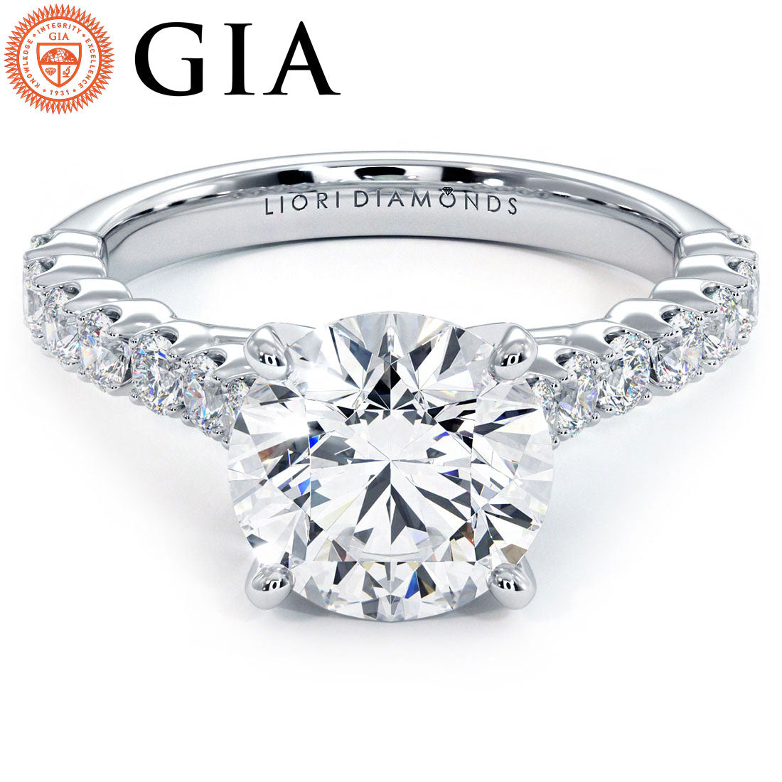 2 Carat Round Brilliant Beaded Prong Band