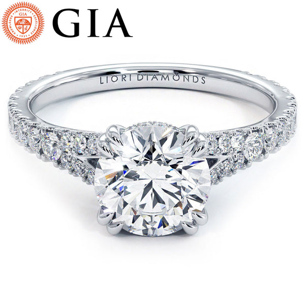 1.5 Carat Round Brilliant Micropavé Cathedral Split Shank