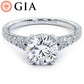 2.06ctw GIA Certified Round Brilliant Cathedral Split Shank Micropavé Lab Grown Diamond Engagement Ring set in 14k White Gold