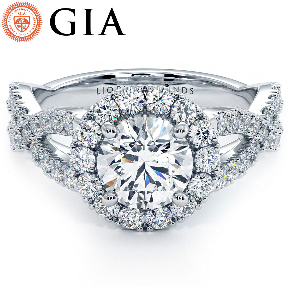 1 Carat Round Brilliant Infinity Twist Round Halo Micropavé