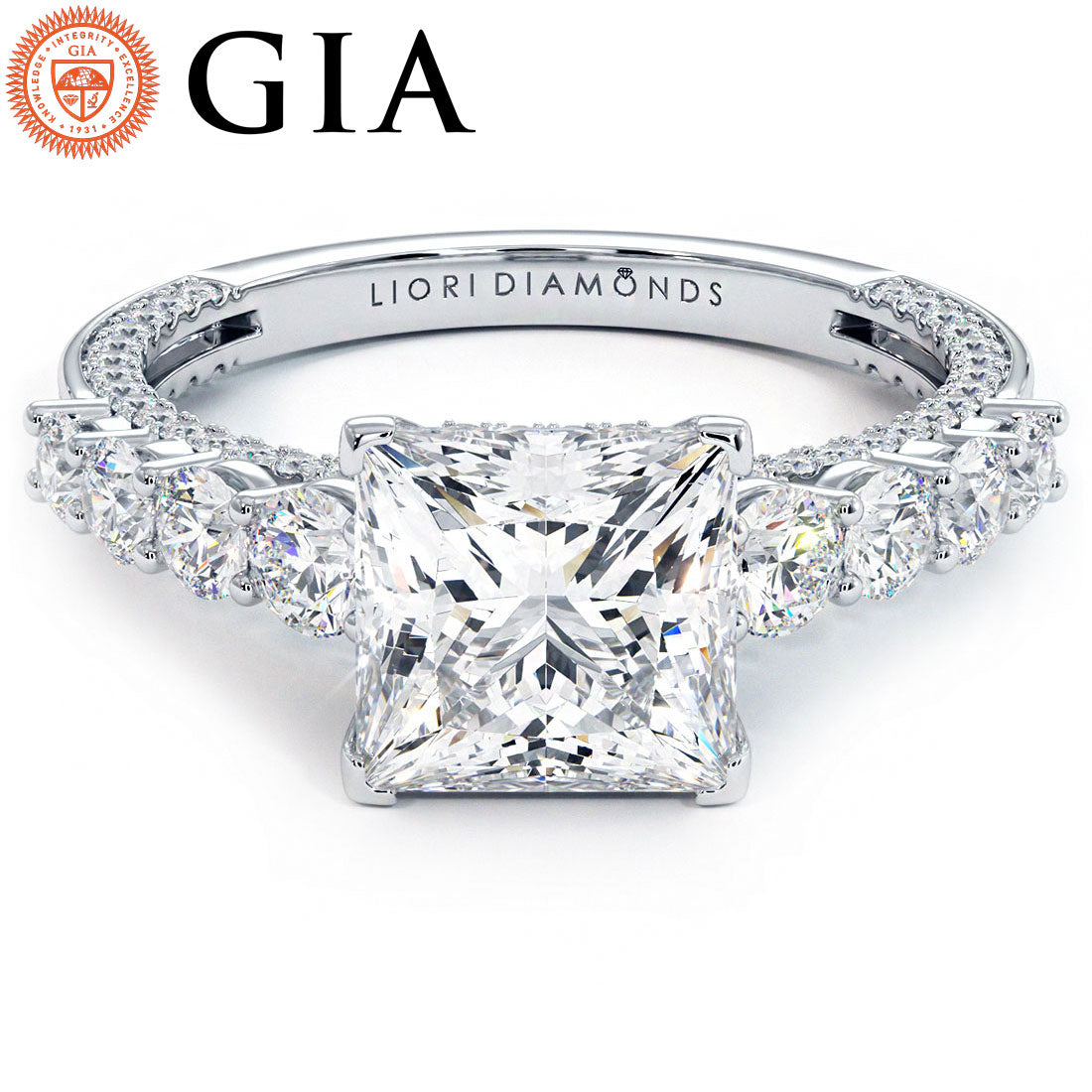 2 Carat Princess Cut Micropavé & Graduated Side