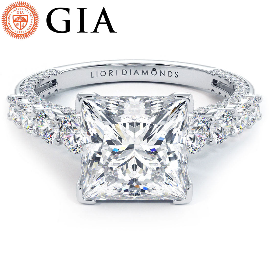 3 Carat Princess Cut Micropavé & Graduated Side
