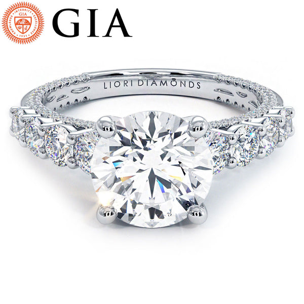 2 Carat Round Brilliant Micropavé & Graduated Side