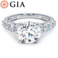 3.47ctw GIA Certified Round Brilliant Micropavé & Graduated Side Lab Grown Diamond Engagement Ring 14k White Gold