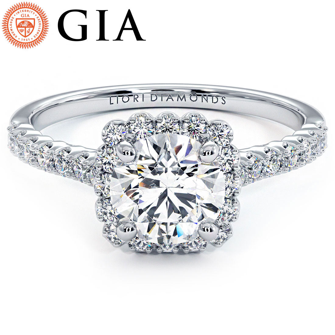 1 Carat Round Brilliant Beaded Prong Halo