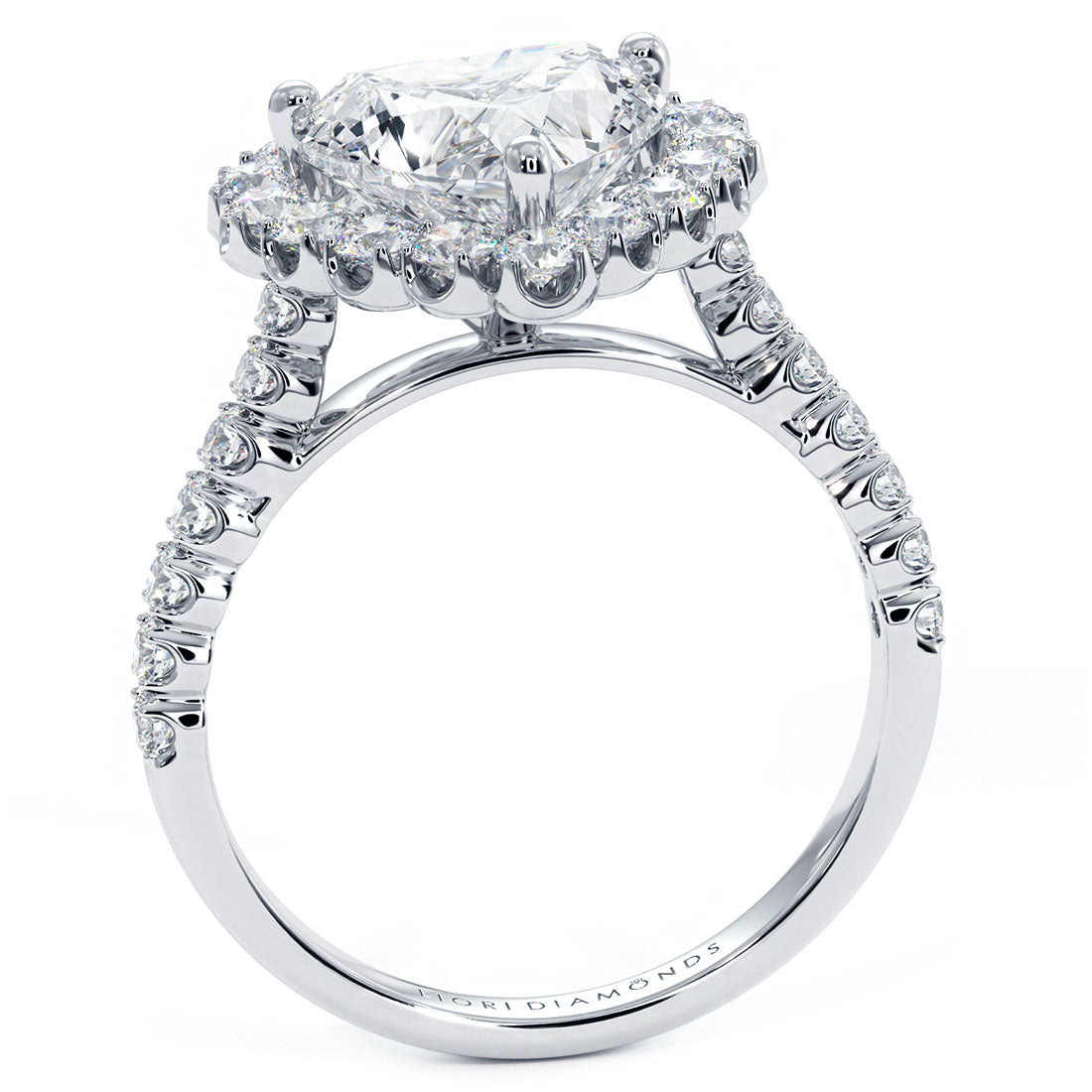 2 Carat Heart Shape Beaded Prong Halo