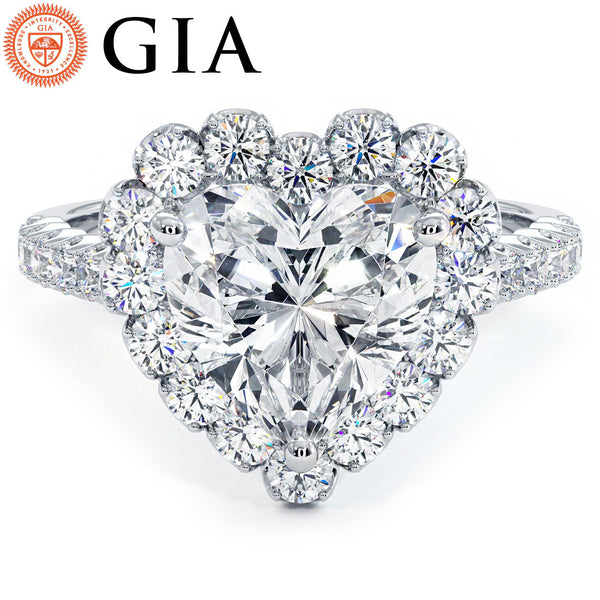 2 Carat Heart Shape Beaded Prong Halo