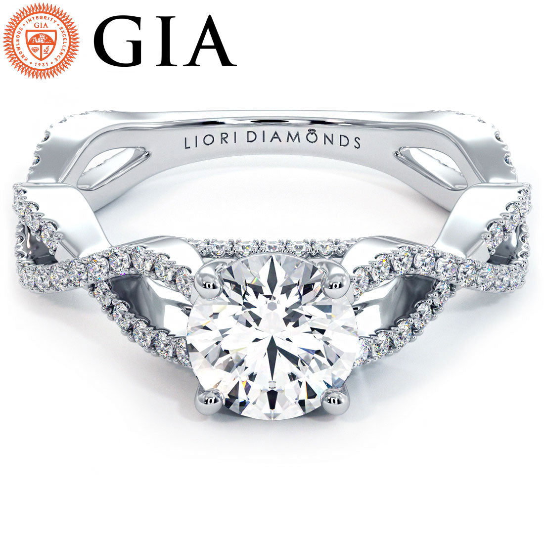 1 Carat Round Brilliant Infinity Twist Cathedral