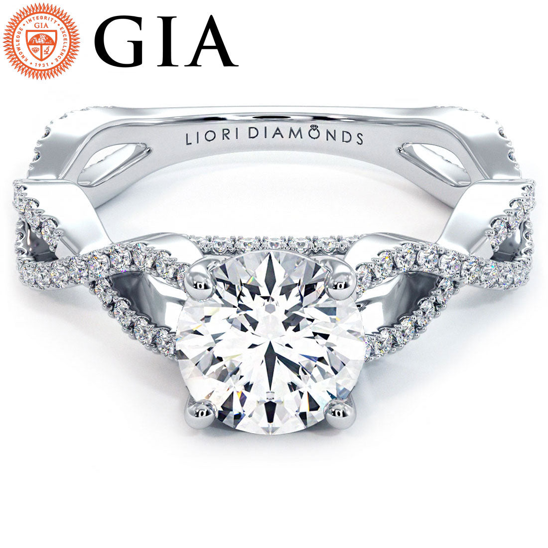 1.50ctw Round Brilliant Infinity Twist Cathedral