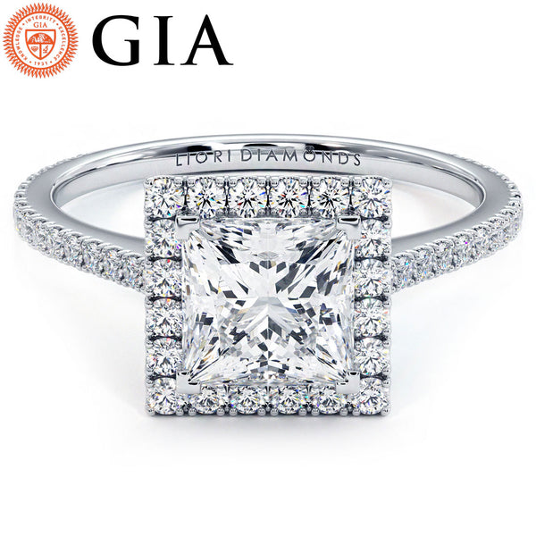 1 Carat Princess Cut Micropavé Halo Diamond