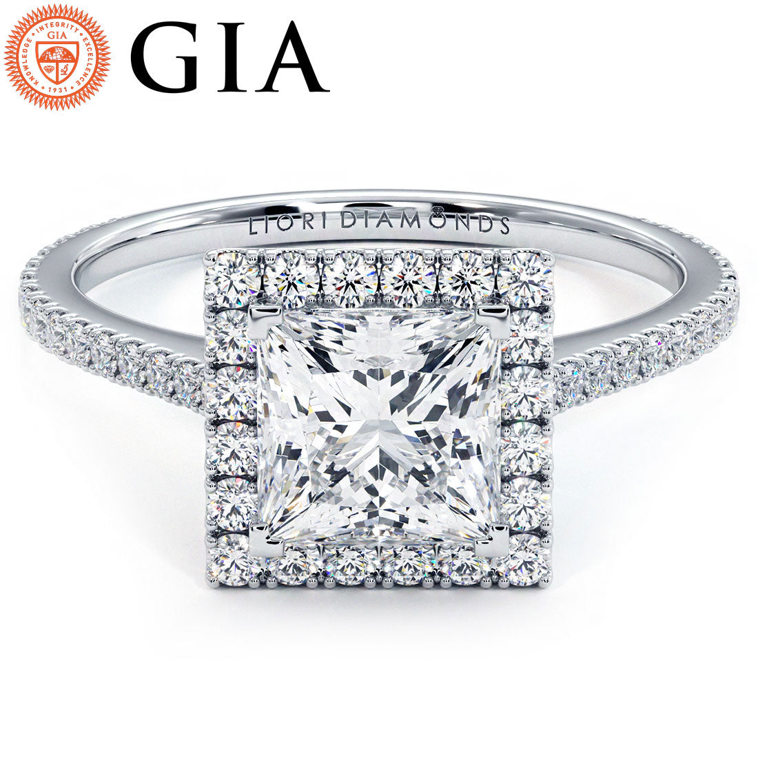 1 Carat Princess Cut Micropavé Halo Diamond