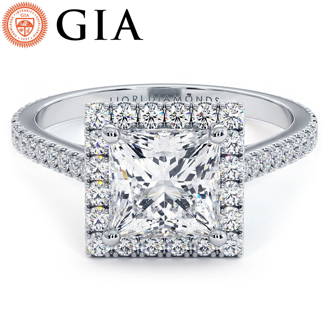 1.5 Carat Princess Cut Micropavé Halo