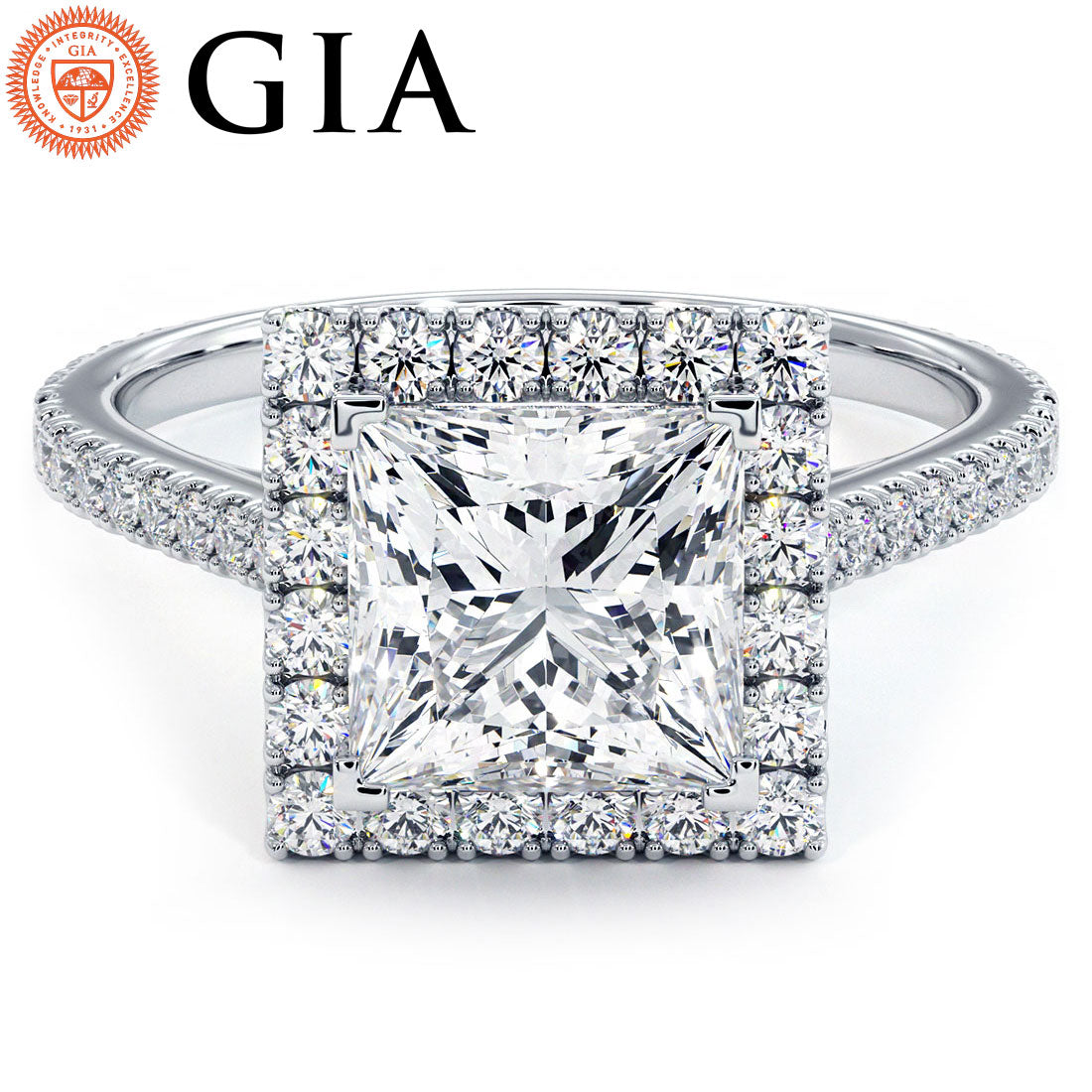 2 Carat Princess Cut Micropavé Halo