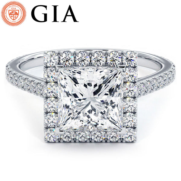 2 Carat Princess Cut Micropavé Halo