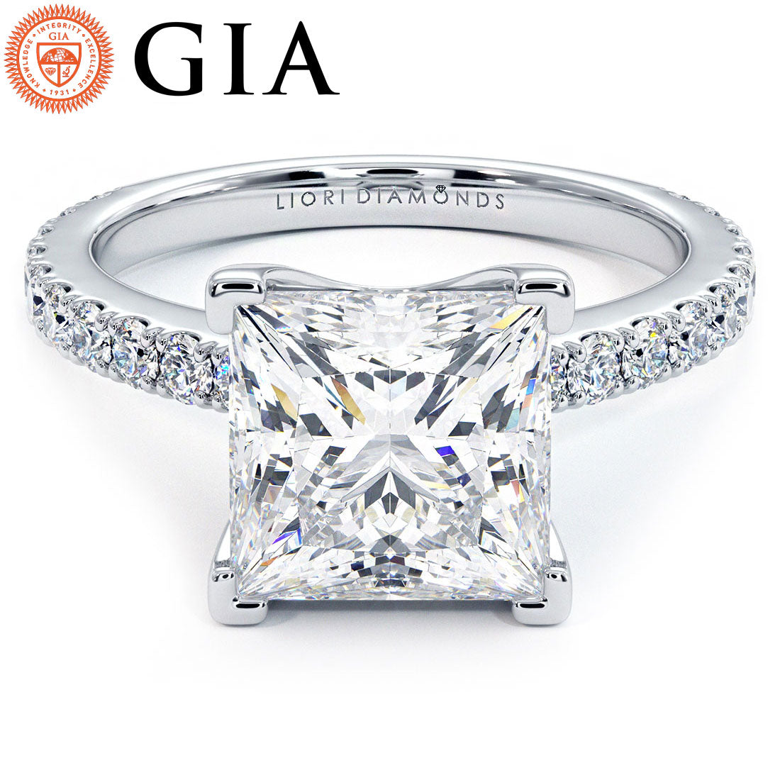 3 Carat Princess Cut Petite Micro Prong Set