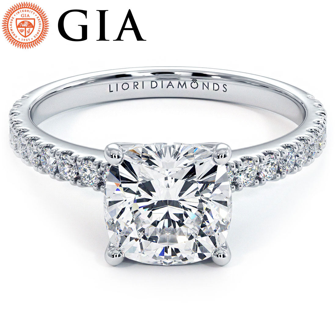 2 Carat Cushion Cut Petite Micro Prong Set