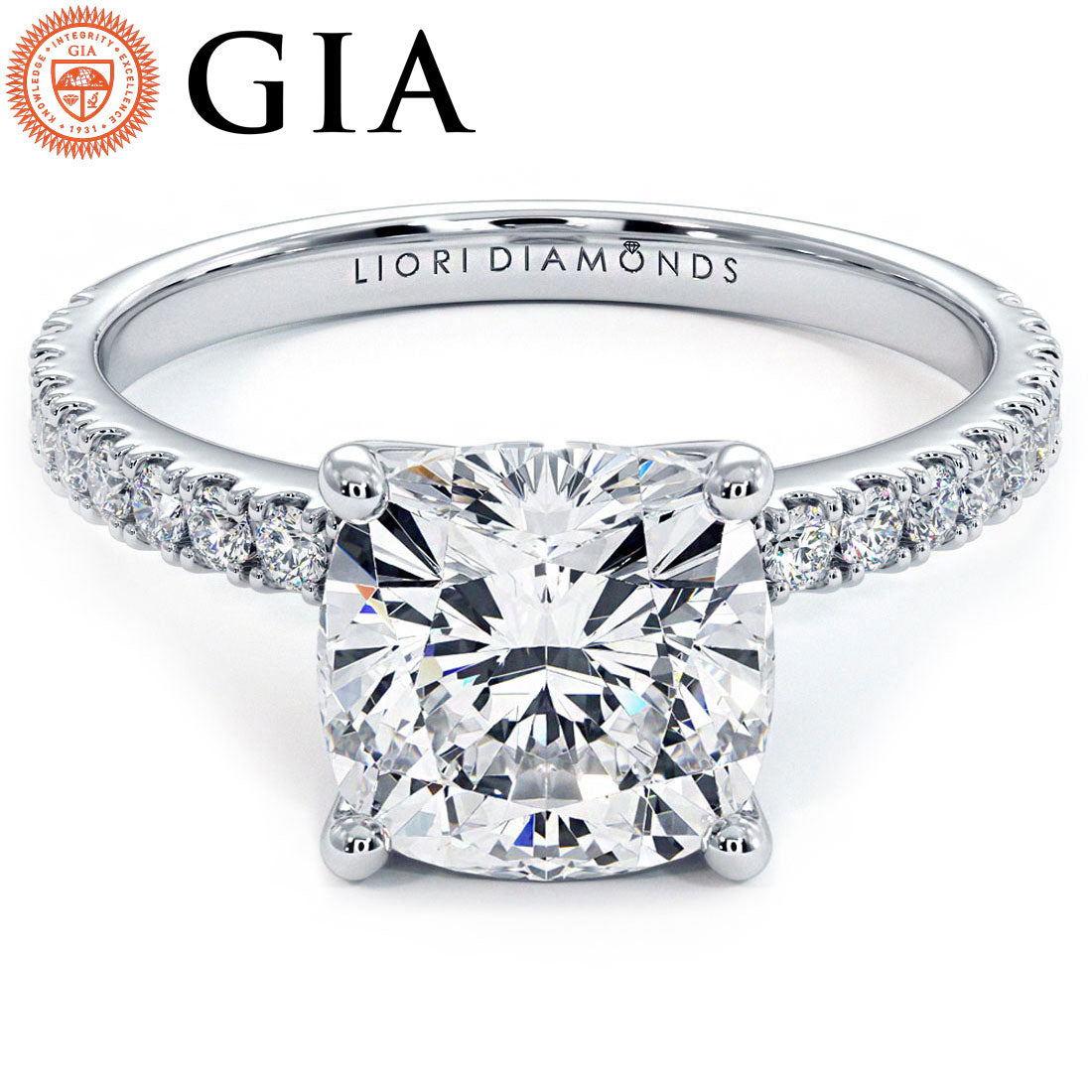 2.5 Carat Cushion Cut Petite Micro Prong Set