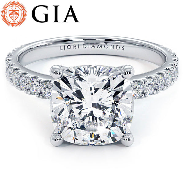 3 Carat Cushion Cut Petite Micro Prong Set