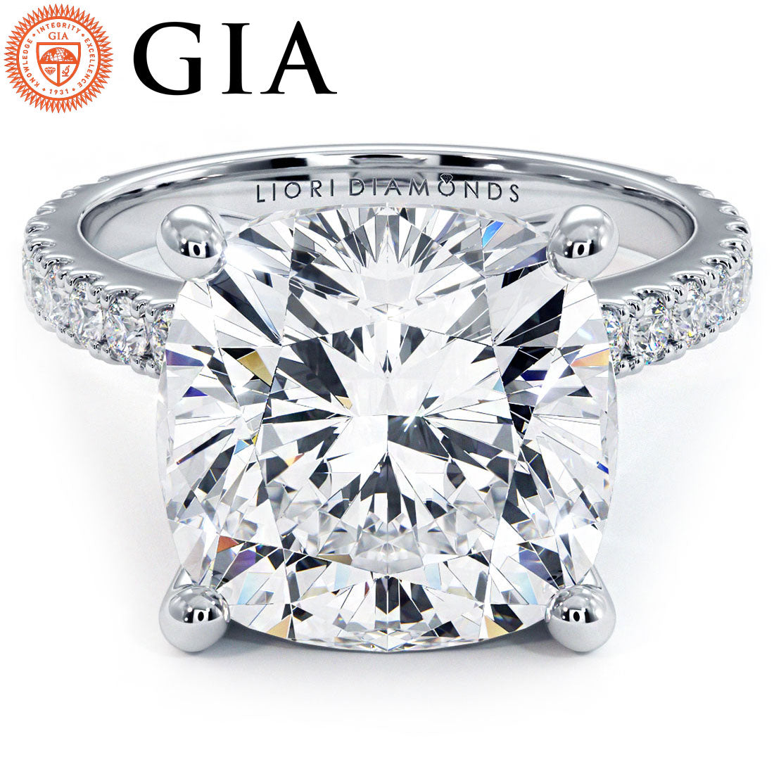 6 Carat Cushion Cut Petite Micro Prong Set