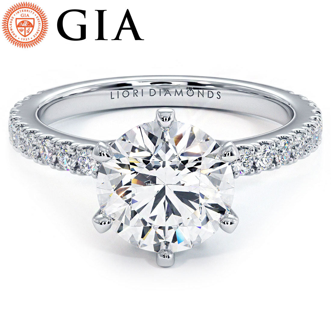 2 Carat Round Brilliant 6 Prong Petite Micro Prong Set