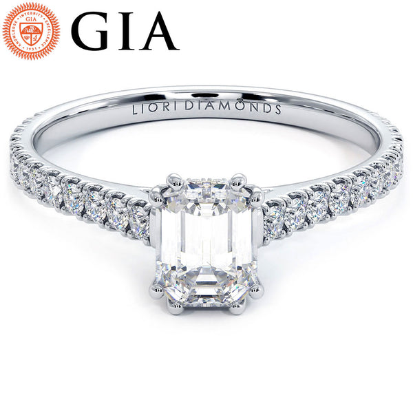 1 Carat Emerald Cut Petite Micro Prong Set