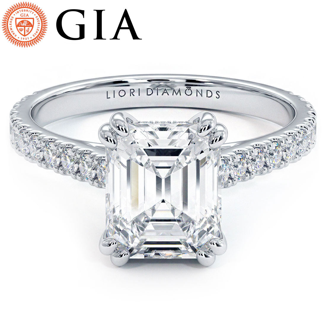 1.5 Carat Emerald Cut Petite Micro Prong Set