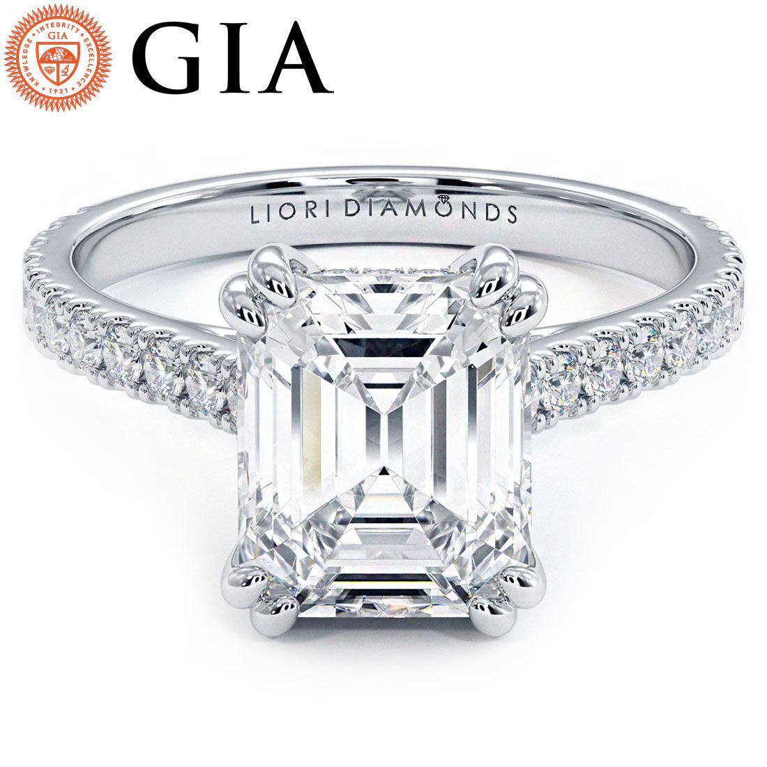 2 Carat Emerald Cut Petite Micro Prong Set