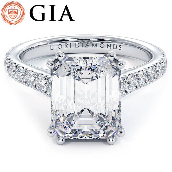 4 Carat Emerald Cut Petite Micro Prong Set