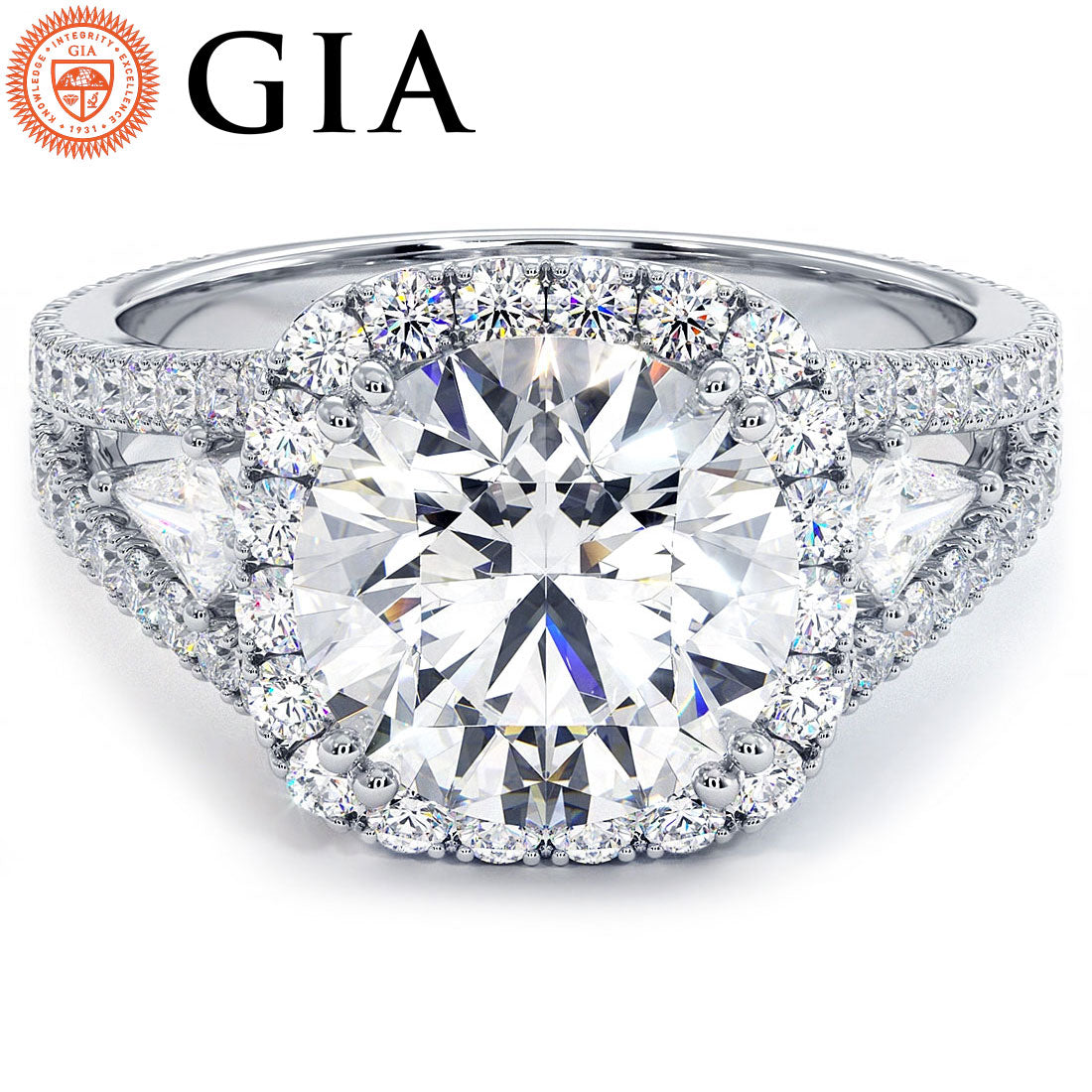 2.5 Carat Round Brilliant Three Stone Micropavé Split Shank